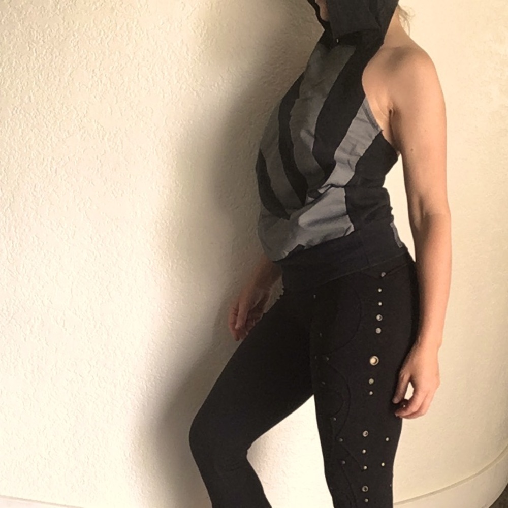 NEW Bench backless hooded black grey tank sun ray top XS - rave burning man - Picture 4 of 8